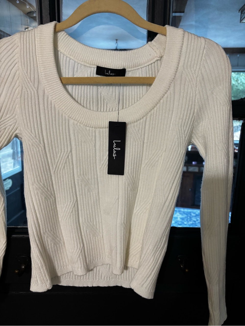 Lulu's Cream Ribbed Scoop-Neck Sweater - Picture 2 of 6